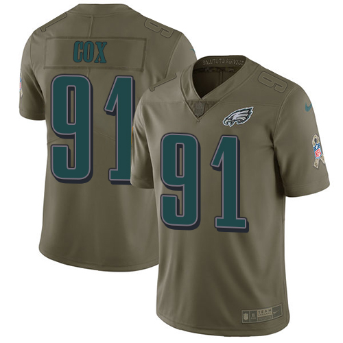 Nike Eagles #91 Fletcher Cox Olive Men's Stitched NFL Limited Salute To Service Jersey